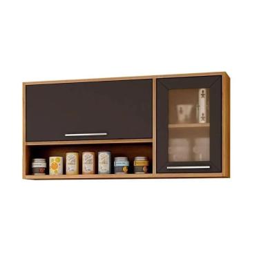 Imagem de Armário Aéreo 2 Portas Paris Sallêto Grafite Carvalho