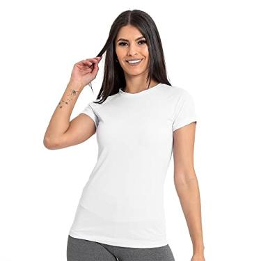 Imagem de Camiseta Feminina Manga Curta Dry Fit Fitness Térmica UV - Branco - GG