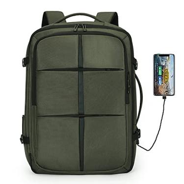 Imagem de Mochila para laptop de 17,6 polegadas expansível de grande capacidade mochila de carregamento USB mochila de negócios à prova d'água bolsa de bagagem para camping, verde, 45 * 30 * 18 cm