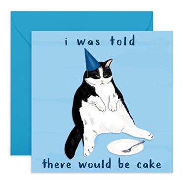 Imagem de Central 23 - Cartões de aniversário engraçados para ele - "I Was Told There Would Be Cake" - Cartões de aniversário divertidos para mãe - Cartão de aniversário de gato - Cartão de aniversário ideal para ela - Vem com adesivos divertidos