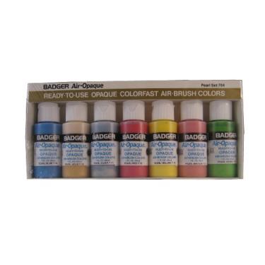 Imagem de Badger Air-Brush Company Tinta acrílica à base de água para aerografia Air-Opaque, pérola, 30 ml cada, conjunto de 7