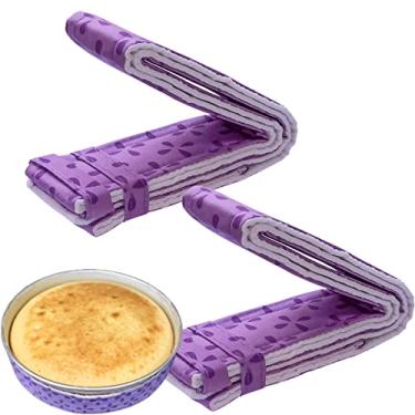 Imagem de 2 peças de tiras de bolo para assar uniforme, formas de bolo, tiras de forma de bolo para bolos uniformemente assados