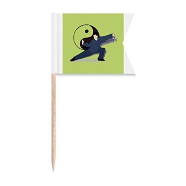 Imagem de Bandeiras de palito de gossip chinesas de kung fu tai boxe para marcação de palito de comida de bolo de festa