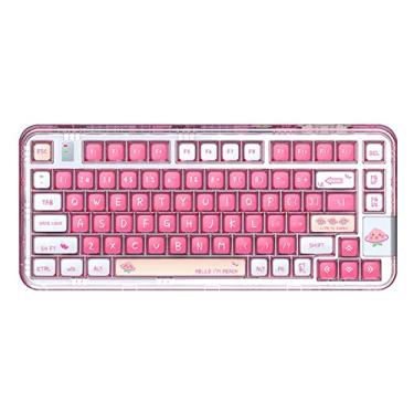 Imagem de Teclado mecânico rosa fofo sem numpad, 75% de junta transparente anti-ghosting bluetooth 2.4g sem fio rgb swap office teclado para meninas