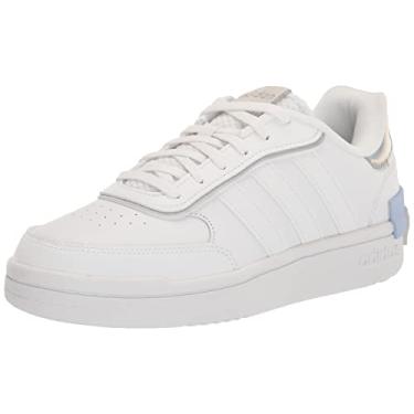 Imagem de adidas Tênis de basquete feminino Postmove, Branco/Branco/Azul Dawn, 41
