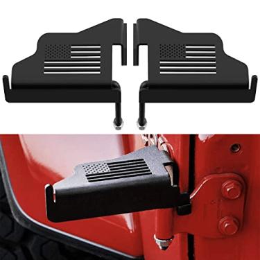 Imagem de Cavilhas para Jeep Wrangler – Dobradiça de porta exterior de aço para os pés, bandeira americana, compatível com Jeep Wrangler JK JKU JL 2007-2021 – Par