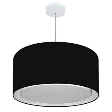 Imagem de Lustre Pendente Cilíndrico Duplo Cúpula Tecido 30/55x50 cm, Vivare Iluminação, Pendente4289 PR, Preto, Médio