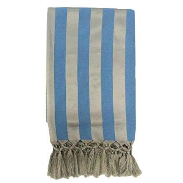 Imagem de Manta de Sofá Jacquard Azul com Dourado 190x140