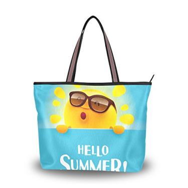 Imagem de ColourLife Bolsa de ombro Hello Summer Cool Sun para mulheres, Colorido., Medium