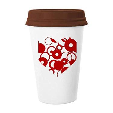 Imagem de Caneca vermelha do anel de coração do dia dos namorados, copo de cerâmica de vidro para beber café