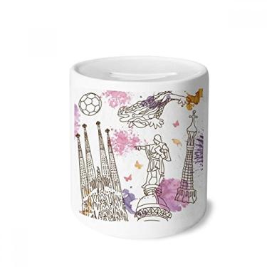 Imagem de DIYthinker Estátua de futebol da Catedral de Barcelona, Espanha, caixa de dinheiro, porta-moedas, presente de cofrinho