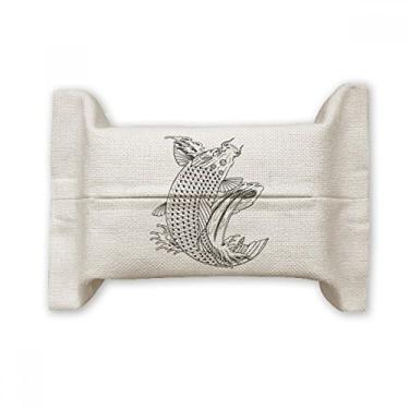 Imagem de Bolsa de linho de algodão para lenços faciais Fish Swimming Up Fast Hope Luck