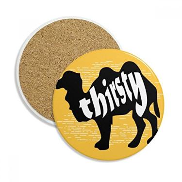 Imagem de Caneca de porta-copos natural com contorno de camelo preto e pedra absorvente de proteção de mesa