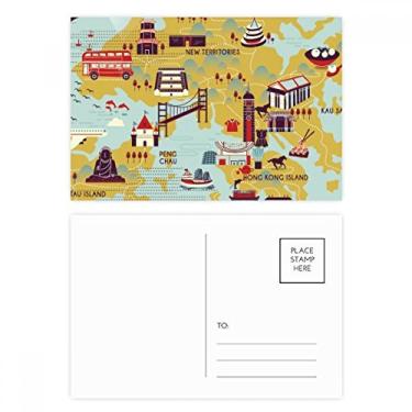 Imagem de Mapa de Hong Kong Sightseeing China conjunto de cartão postal aniversário cartão de agradecimento