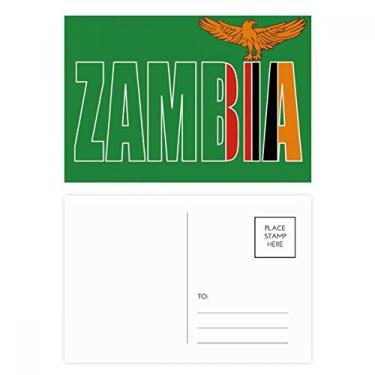 Imagem de Cartão postal com nome da bandeira do país da Zâmbia e cartão de felicitações de aniversário