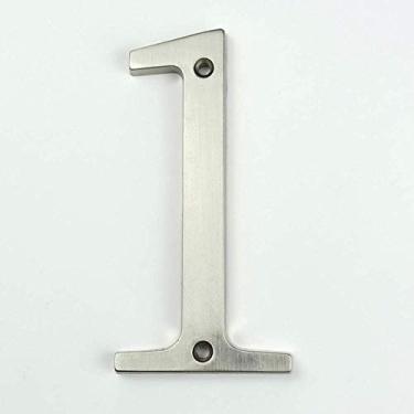 Imagem de Placa flutuante 3D de 10,16 cm, liga de números de porta de níquel acetinado com número de altura, montagem em parafuso, placa de caixa de correio grande 0-9, antiferrugem, fácil de ler