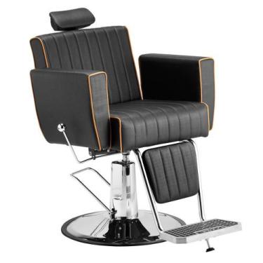 Poltrona Cadeira De Barbeiro E Cabeleireiro Amanhece c/ Base Preto