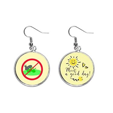 Imagem de Placa de gramado que não pisca, presente Art Déco, moderno, gota, sol, flor, brinco, bijuteria, moda