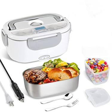 Imagem de Dreamond Marmita Lancheira Elétrica, lancheira portátil 2 em 1 para carro, caminhão, casa, trabalho, com recipiente removível de aço inoxidável 304 de 1,5L e colher（110V 12V 24V）