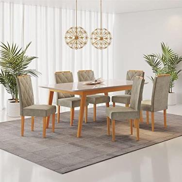 Imagem de Conjunto Sala de Jantar Mesa Elegance com 6 Cadeiras Diamante Jolie Jcm Móveis Cinamomo/off White