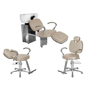Imagem de Kit Salão Topázio 1 Fixa + 1 Recl Base Estrela + Lavatório C/Ap BrancoPér