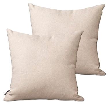 Imagem de Kit 2 Capas de Almofada Linho Lisa - 60x60cm (Marfim - 60x60cm)