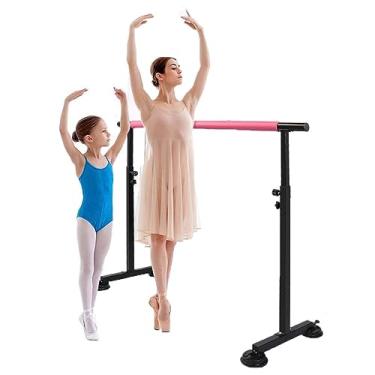 Imagem de Ballet Barre Barra de balé de aço ajustável para adultos e crianças, haste de treinamento portátil e móvel, adequada para dança/academia (Color : Pink, Size : 2M/6.6FT)