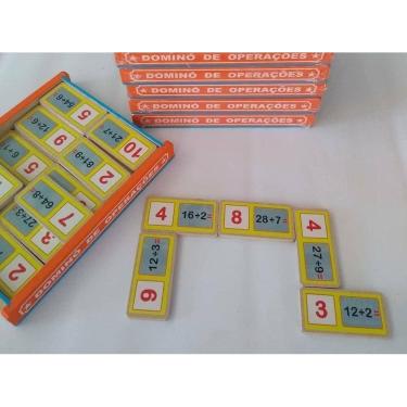 Imagem de Dominó Divisão Madeira 28 Peças - Treine Tabuada