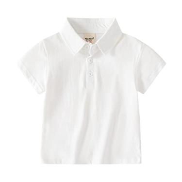 Imagem de Camiseta de Ação de Graças para meninos e crianças, camisa de flanela, jaqueta, manga curta, lapela e botões, Branco, 2-3 Anos