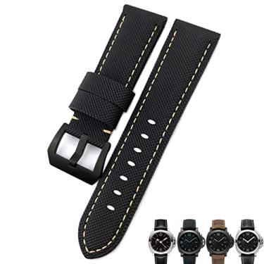 Imagem de DFAMIN Pulseira de relógio de fibra de carbono de 24 mm pulseiras de relógio pretas para Panerai pam01661/00441 Pulseiras de relógio para homens acessórios (cor: preto branco preto, tamanho: 24mm)