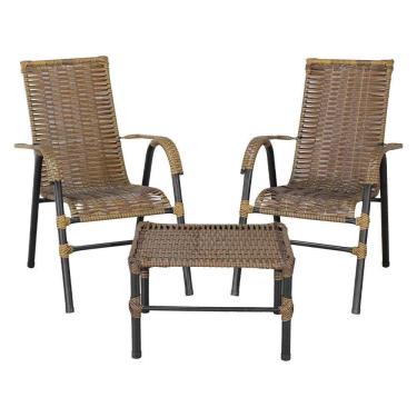 Imagem de Conjunto de Mesa de Centro e 2 Cadeiras Bela para Área Externa