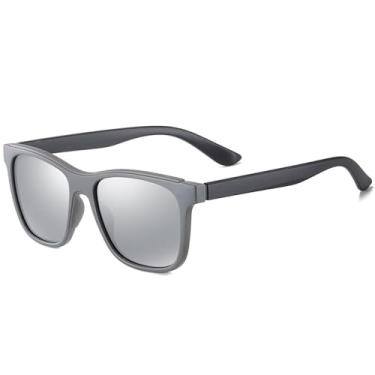Imagem de Homens polarizados óculos de sol uv400 feminino óculos de sol quadrados quadros pesca condução natação esportes, 3306 cinza prata, sem pacote