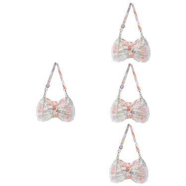 Imagem de 4 Pcs bolsa de ombro de malha sacolas femininas bolsas de ombro femininas bolsa feminina bolsa para mulheres bolsa de ombro para mulheres doce bolsas femininas Senhorita Liga