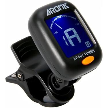 Imagem de Feluog Afinador multiinstrumentos de encaixe, preto, pequeno, material ABS, cromático, guitarra, baixo, ukulele, violino, banjo, bandolim, grande visor LCD