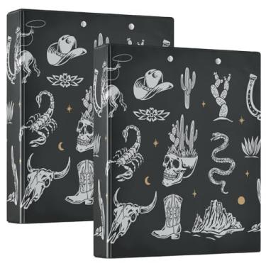 Imagem de Fichários de caderno inspirados no oeste mexicano ocidental de 3,5 cm, fichários de caderno de três anéis com bolsos internos, pacote com 1/2 fichário estético, 200 folhas
