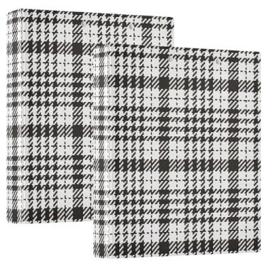 Imagem de Houndstooth Fichários de caderno xadrez xadrez de 3,8 cm, fichários de caderno com três anéis com capa de bolso, pacote com 1/2 fichário estético com 200 folhas
