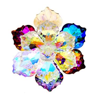Imagem de Muloo Broche de flor de cristal brilhante feito à mão broche de lapela roupas crachá acessórios de festa joias presente para noivas mulheres menina broche de flores, Cristal