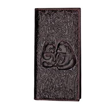 Imagem de Carteira masculina de couro, porta-cartão de crédito Manyip dobrável, bolso para moedas, carteira com proteção contra roubo RFID. Material de proteção selecionado. Padrão panda.