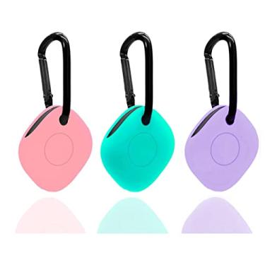 Imagem de SKZIRI Conjunto de capas 3 em 1 para Galaxy SmartTag e SmartTag Plus Tracker Locator, capa com mosquetões (rosa + menta + violeta)
