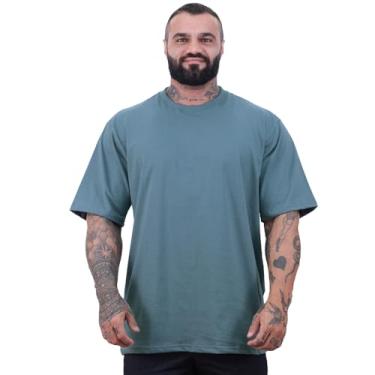 Imagem de Camiseta Oversized Masculina MXD Conceito Maior Gramatura Cores Lisas (G, Cinza Esverdeado)