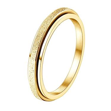 Imagem de Diamday Anéis fidget para mulheres e homens - 2/4 mm anel giratório de aço de titânio para alívio de ansiedade, estresse, glitter, jateamento de areia, joia de ansiedade, presente para mulheres, 5, Metal não precioso, Zircônia cúbica