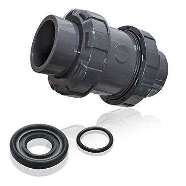 Imagem de Válvula de retenção de PVC True Union, válvula de retenção utilitária de porta completa deslizante de 3/4", válvula de retenção de bola de piscina de soquete Sch80 para prevenção de refluxo