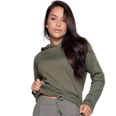 Imagem de Blusa Comfy Canelada Vekyo Com Capuz Frio Roupa Para Inverno Moda Casual-Feminino