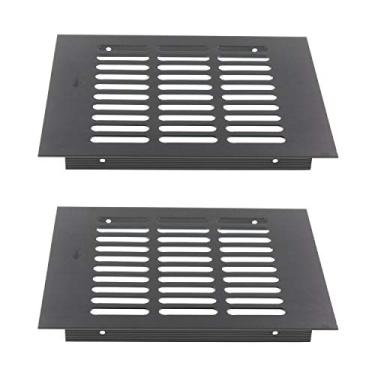 Imagem de Capa retangular para saída de ar de liga de alumínio, grade de ventilação com aberturas ULIFESTAR para armário de sapatos de guarda-roupa preto, pacote com 2 (150 x 400 mm/6 x 16 polegadas)