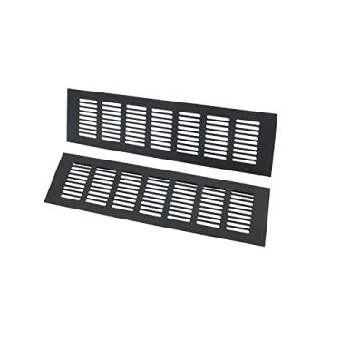 Imagem de 2 peças de cobertura de saída de ar, grade de ventilação de liga de alumínio preta TTZEZE capa de grade retangular de metal para guarda-roupa fogão sapatos armário pia cozinha banheiro parede lateral