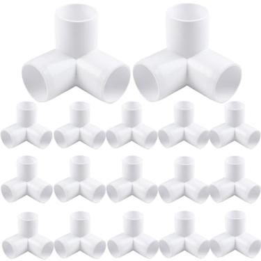 Imagem de 24 encaixes de cotovelo de PVC, conectores de encaixe de tubo de PVC de 3 vias de 3/10.2 cm para tubo de PVC SCH40, encaixe de canto em T de tubo de PVC - Construa móveis de PVC resistentes, junta de