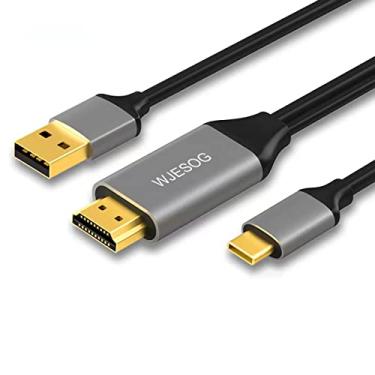 Imagem de WJESOG Cabo HDMI para USB C de 2 m 4K a 60Hz com adaptador de alimentação USB, conversor HDMI macho para tipo C macho compatível com toque para MacBook Pro, Mac Air, Microsoft Surface, Nreal Air