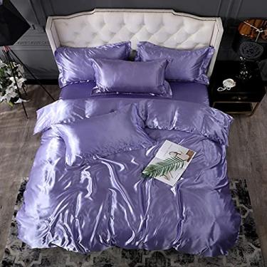 Imagem de Conjunto de cama de cor sólida rayon conjunto de capa de edredom jogo de cama de casal solteiro (cor: E, tamanho: tamanho queen 3 peças) (tamanho cinza solteiro 4 peças)