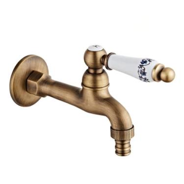 Imagem de Torneira de bacia de bronze antigo, torneira de cozinha, jardim, montagem na parede, lavatório, banheiro, esfregão, água, máquina de lavar, um estilo