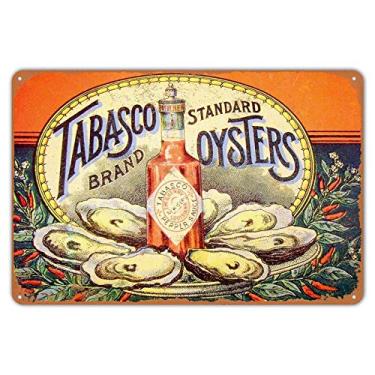 Imagem de Agedsign Metal Tin Sign Vintage Style Tabasco Pepper Sauce and Oysters Home Wall Decor 8 x 12 inches Plaques Poster